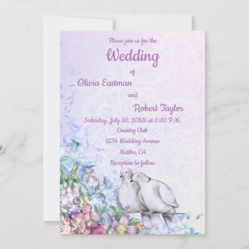 Personalized romantic white doves wedding