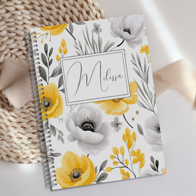 Personalized Romantic Yellow Grey Floral Journal (Creator Uploaded)