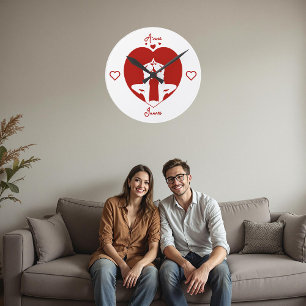  Personalized Romantic Yoga Couple Wall Clock