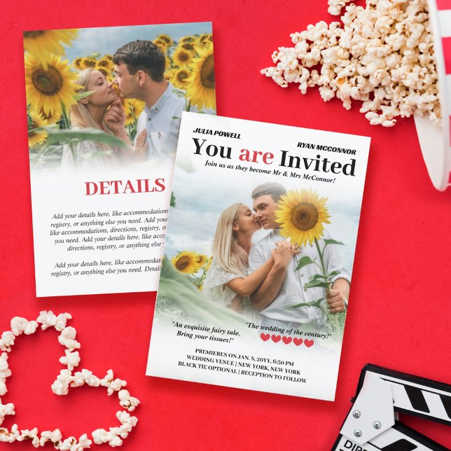 Personalized Romcom Poster 2 in 1 Photo Wedding Invitation (Creator Uploaded)