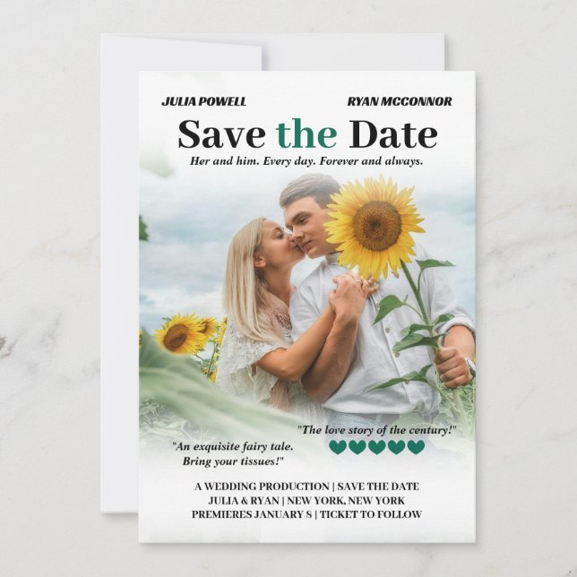 Personalized Romcom Poster Photo Save the Date (Front)
