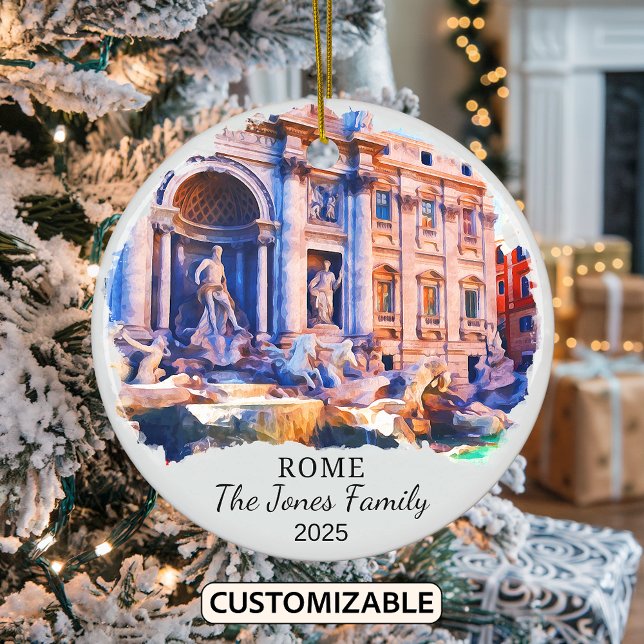 Personalized Rome Ornament, Italy Gift Ceramic Ornament (Creator Uploaded)