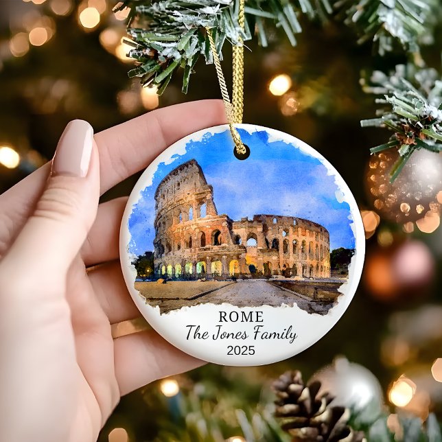 Personalized Rome Ornament, Italy Gift Ceramic Ornament (Creator Uploaded)