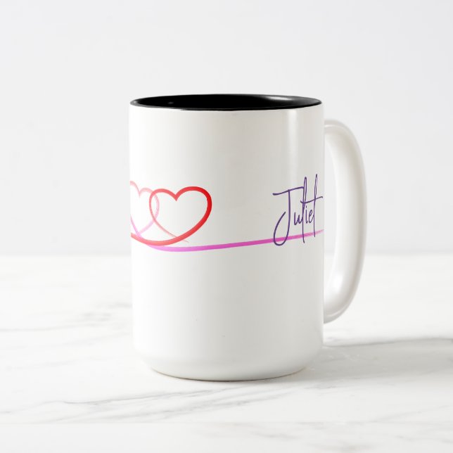 Personalized Romeo and Juliet Heart Love Mug (Front Right)