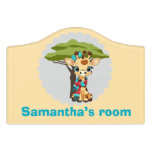 Personalized Room Sign – Cute Giraffe in Scarf 