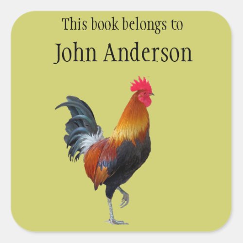 Personalized Rooster Bookplate Sticker