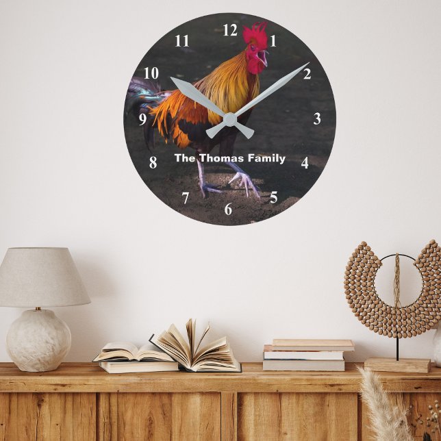 Personalized Rooster Crowing Wall Clock (Creator Uploaded)