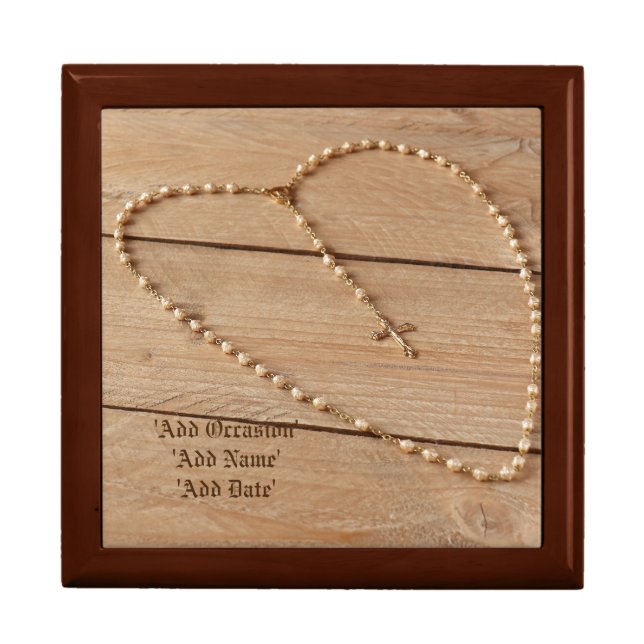 Personalized ROSARY Beads Box - Commemorative Gift (Front)