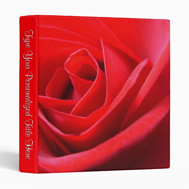 Personalized Rose Binder Red Rose School Binder (Front/Spine)