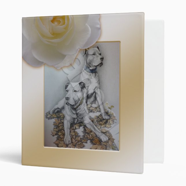Personalized Rose Binder White Rose School Binder (Front/Inside)