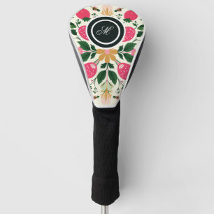 Personalized Rose Boho Floral Watercolor Golf Head Cover