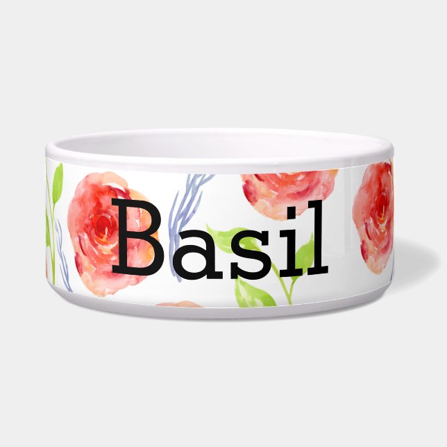 PERSONALIZED ROSE DESIGN pet bowl (Front)