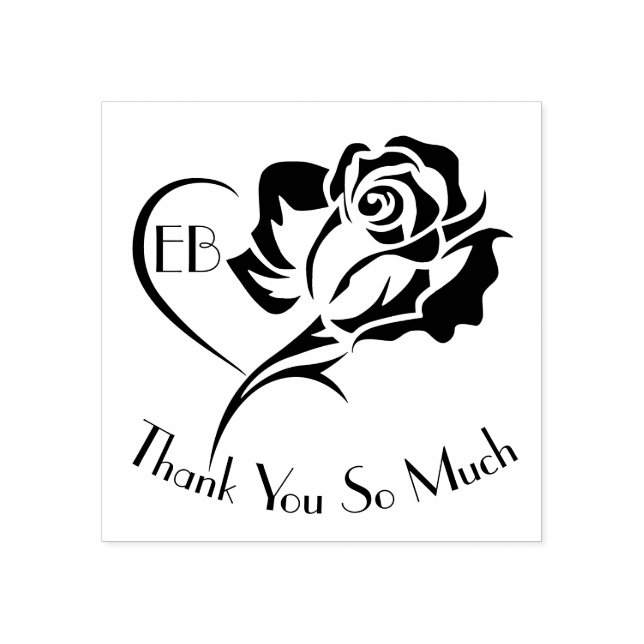 Personalized Rose Design Thank You Rubber Stamp (Imprint)