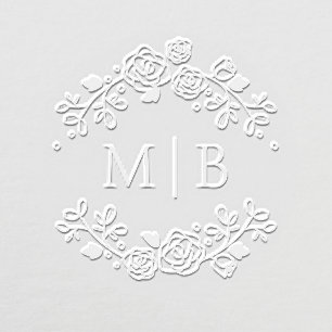 Personalized Rose Floral Wedding Monogram Embosser