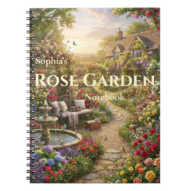 Personalized Rose Garden Spiral Notebook (Front)