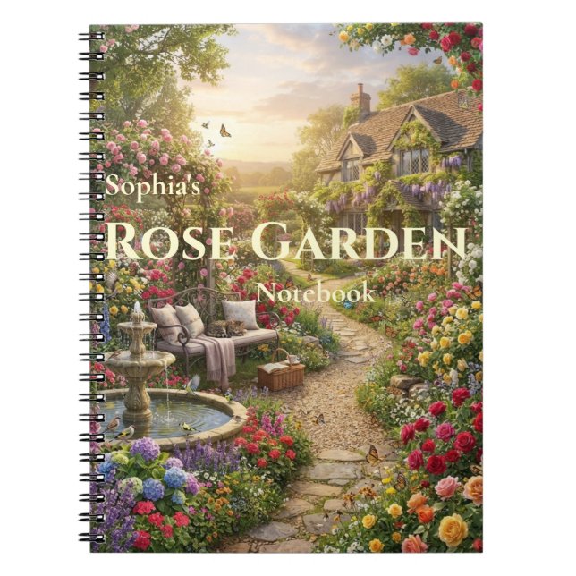 Personalized Rose Garden Spiral Notebook (Front)
