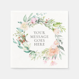 Personalized Rose Garland Floral Napkins