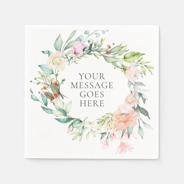 Personalized Rose Garland Floral Napkins (Front)