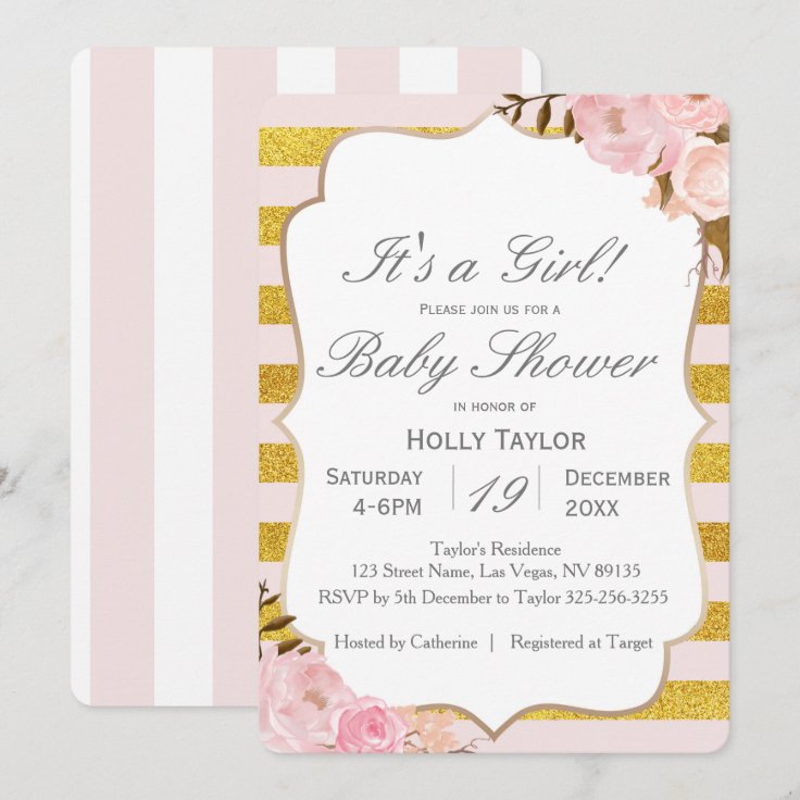 Personalized Rose Gold Baby Shower Invitation Zazzle