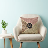 Personalized Rose Gold Blush Glitter Leopard Throw Pillow (Chair)