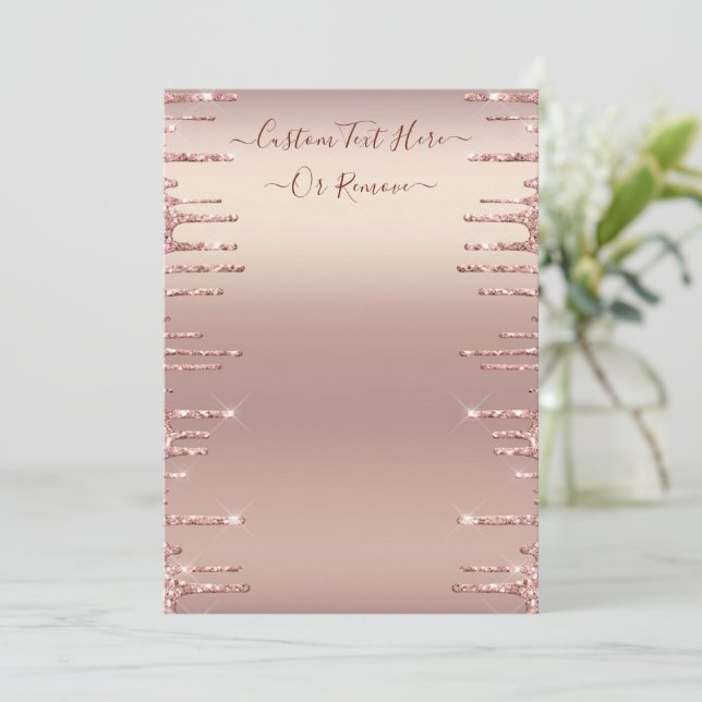 Personalized Rose Gold Blush Glitter Menu Example (Standing Front)