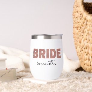Personalized Rose Gold Bride Name Thermal Wine Tumbler