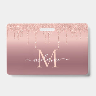 Personalized Rose Gold Custom Letter Name Badge