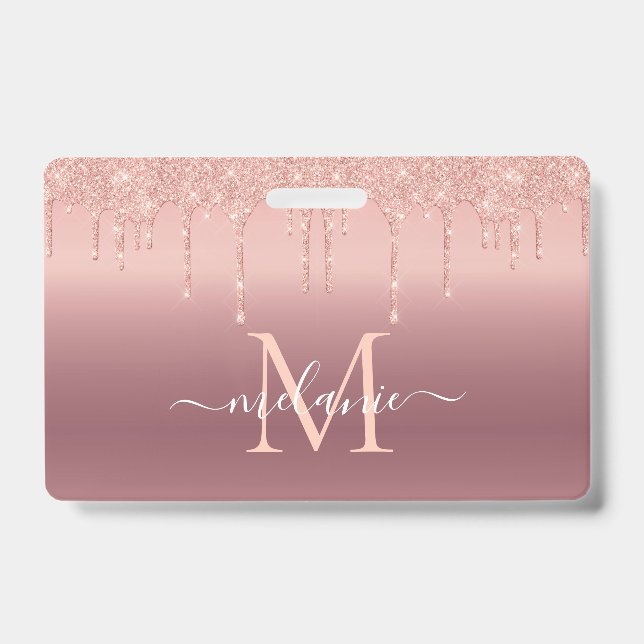 Personalized Rose Gold Custom Letter Name Badge (Front)