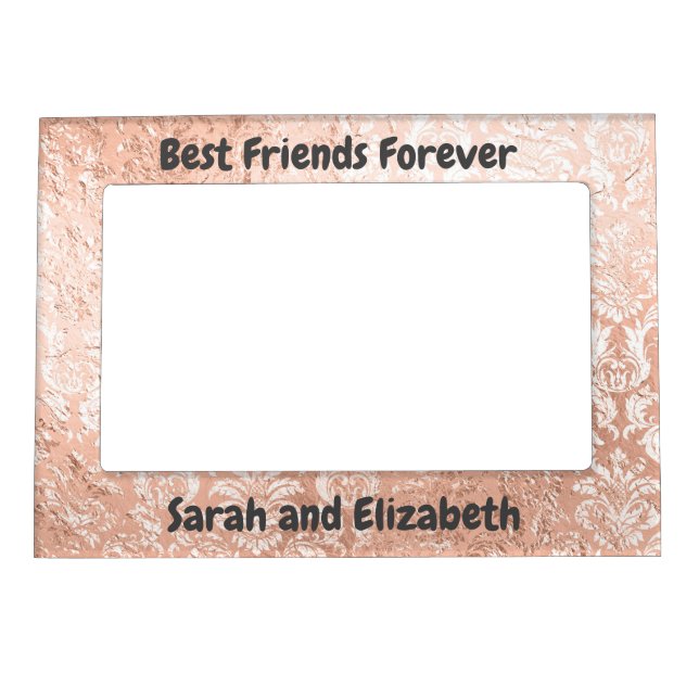 Personalized Rose Gold Damask Best Friends Gift  Magnetic Frame (Front)