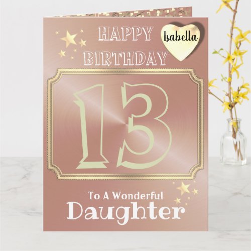 Personalized Rose Gold Daughter Birthday Card