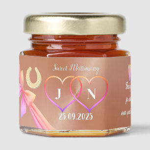 Personalized Rose Gold Design Wedding Honey Jar Favors