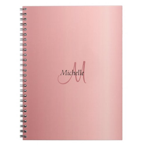 Personalized Rose Gold Elegant Monogram Template Notebook