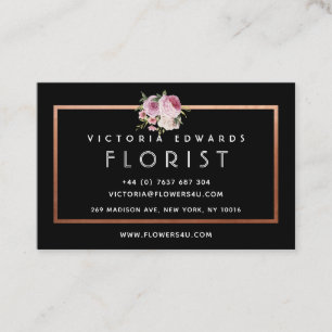Personalized Rose Gold Florist Business Card