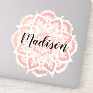 Personalized Rose Gold Flower Mandala Sticker