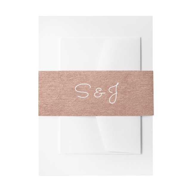 Personalized Rose Gold Foil Invitation Belly Band (Front Example)