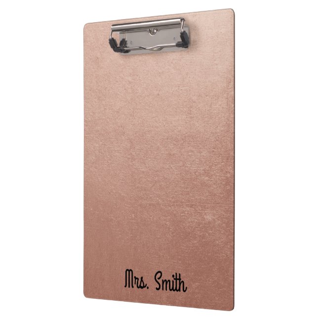Personalized Rose Gold Foil Tone Clipboard (Left)