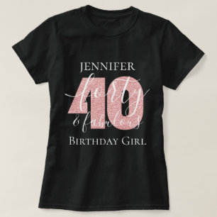 Personalized Rose Gold Forty Fab Birthday Glitter T-Shirt