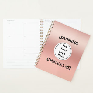 Personalized Rose Gold Front With Logo and Name Planner