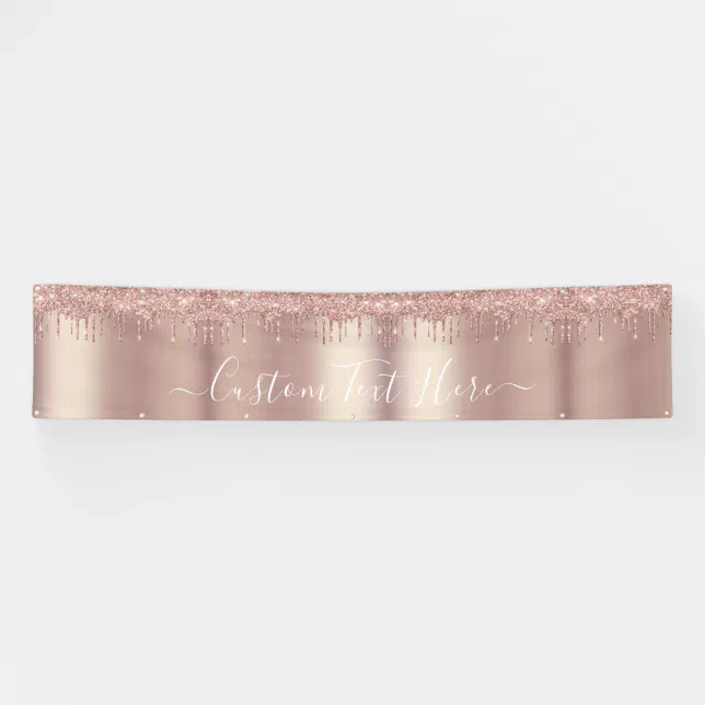 Personalized Rose Gold Glitter Banner Custom Text | Zazzle