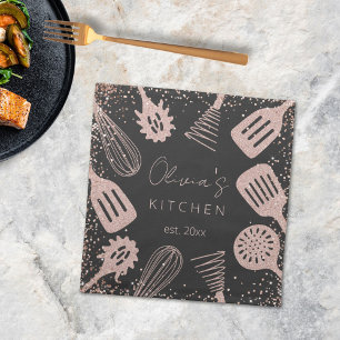 Personalized Rose Gold Glitter Cooking Tools Cloth Napkin
