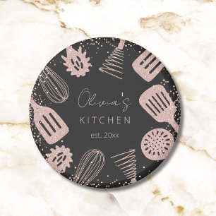 Personalized Rose Gold Glitter Cooking Tools Magnet