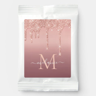 Personalized Rose Gold Glitter Custom Name Letter Margarita Drink Mix