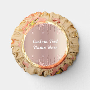 Personalized Rose Gold Glitter Custom Text Name Reese's Peanut Butter Cups