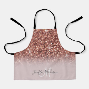Personalized Rose Gold Glitter Drips Girly Luxury Apron