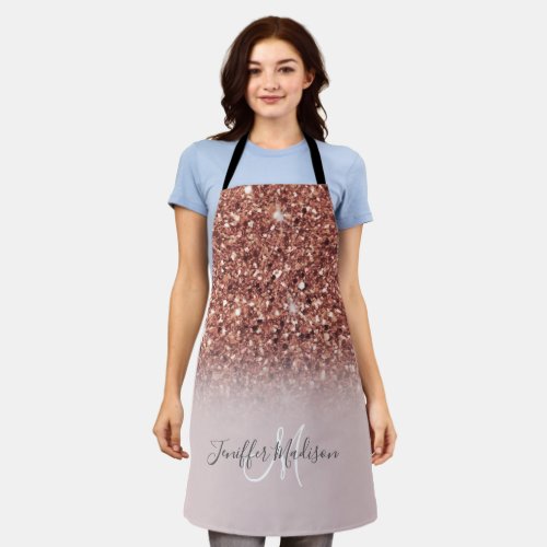 Personalized Rose Gold Glitter Drips Girly Luxury  Apron