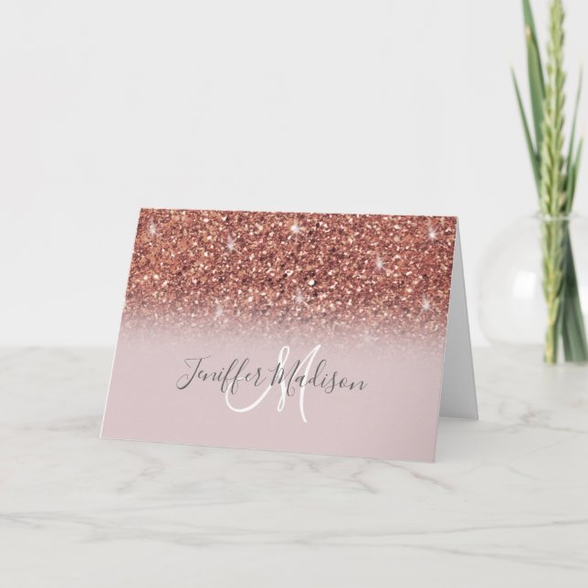 Personalized Rose Gold Glitter Drips Girly Luxury  Card (Front)