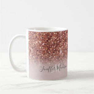 Personalized Rose Gold Glitter Drips Girly Luxury  Coffee Mug