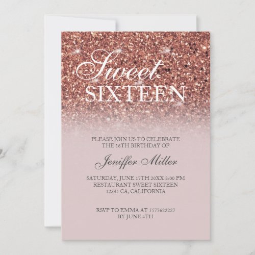 Personalized Rose Gold Glitter Drips Girly Luxury  Invitation