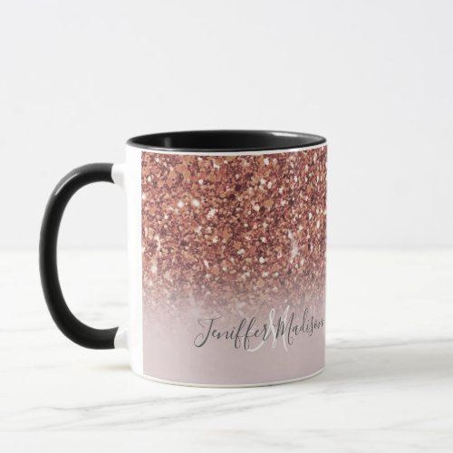 Personalized Rose Gold Glitter Drips Girly Luxury  Mug