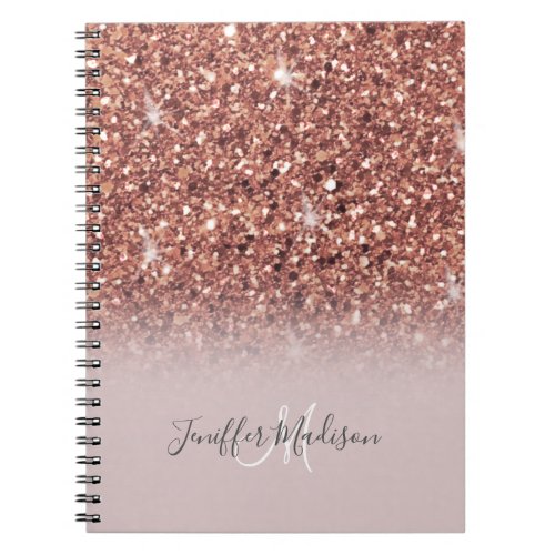 Personalized Rose Gold Glitter Drips Girly Luxury  Notebook